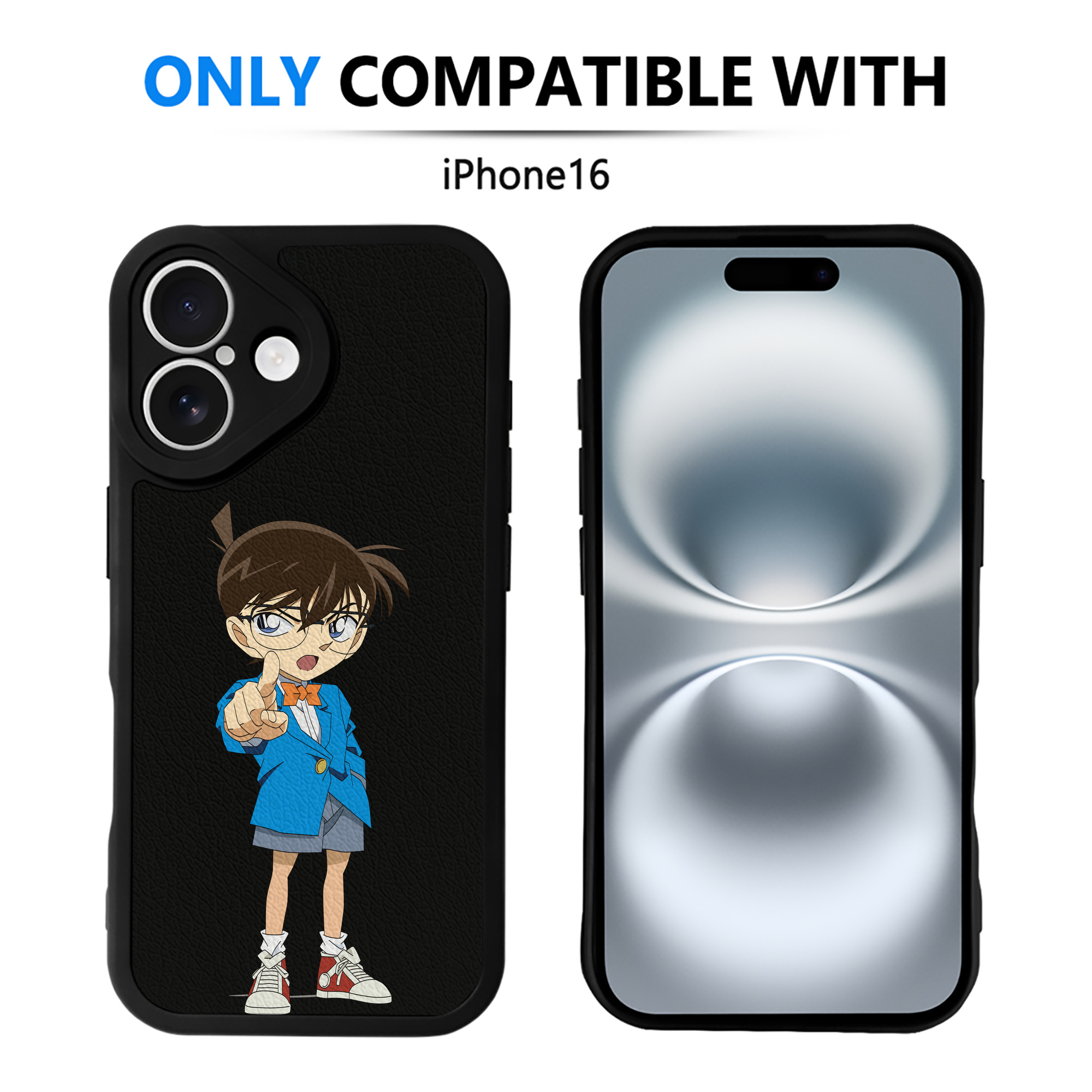 （画像用） 名探偵コナン 江戸川 コナン Detective Conan Conan Edogawa 【iPhone 16シリーズ対応】シリコンスマホケース（レザー調） 材質：シリコン